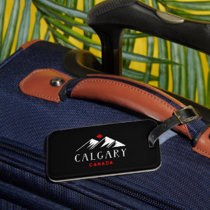 Étiquette À Bagage Cool Calgary Canada Mountains Maple Leaf Dark