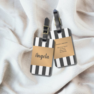 Étiquette À Bagage Cool Faux Gris Or Gris Blancs