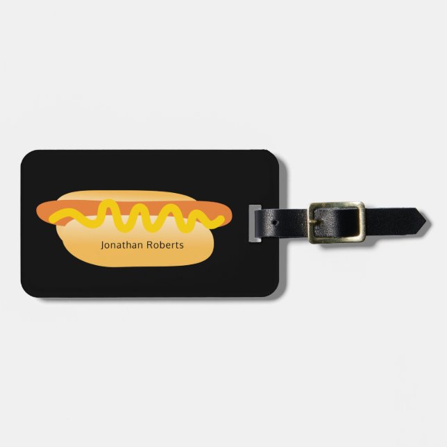 Étiquette À Bagage Cool Funny Hot Dog Novelty Nom personnalisé (Devant horizontal)