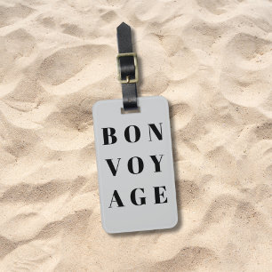 Étiquette À Bagage Cool gris clair noir gras Bon voyage