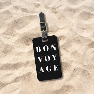 Étiquette À Bagage Cool gris clair noir gras Bon voyage
