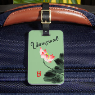 Étiquette À Bagage Cool Inhabituel Fleurs de dessin libre vert
