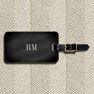 Étiquette À Bagage Cool Moderne Élégant Linge Noir Monogramme Adresse