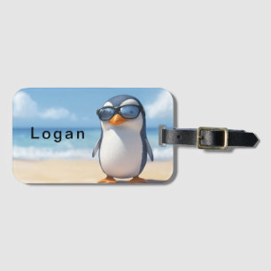 Étiquette À Bagage Cool Penguin Design pour enfants Personnalisé