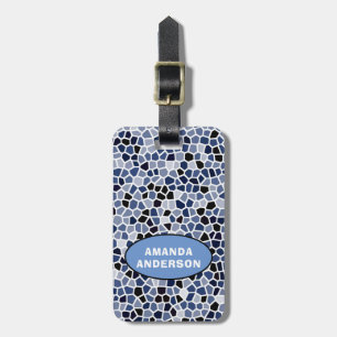 Étiquette À Bagage Cool personnalisé Motif en verre coloré bleu