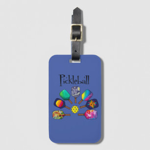 Étiquette À Bagage Cool Pickleball Paddle Sports Rainbow