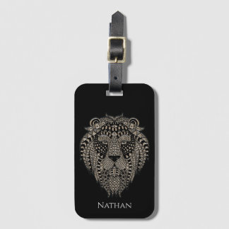 Étiquette À Bagage Cool Tribal Metallic Lion Head Personalised