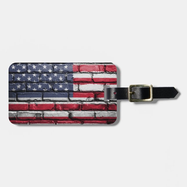 Étiquette À Bagage Cool USA Drapeau design (Devant horizontal)