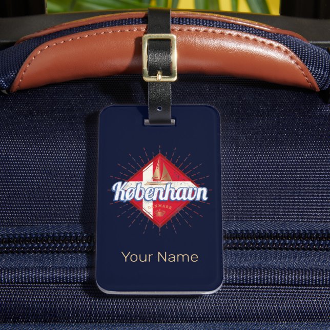 Étiquette À Bagage Copenhague capitale Danemark Retro voilier (Insitu Rectoal 2)