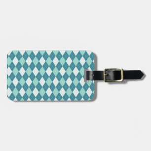 Étiquette À Bagage Copie à motifs de losanges bleue