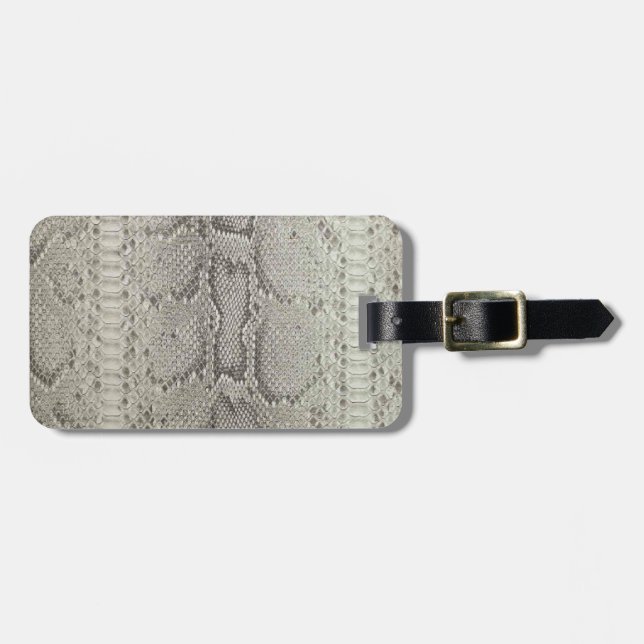 Étiquette À Bagage Copie de peau de serpent de Beige&Black (Devant horizontal)