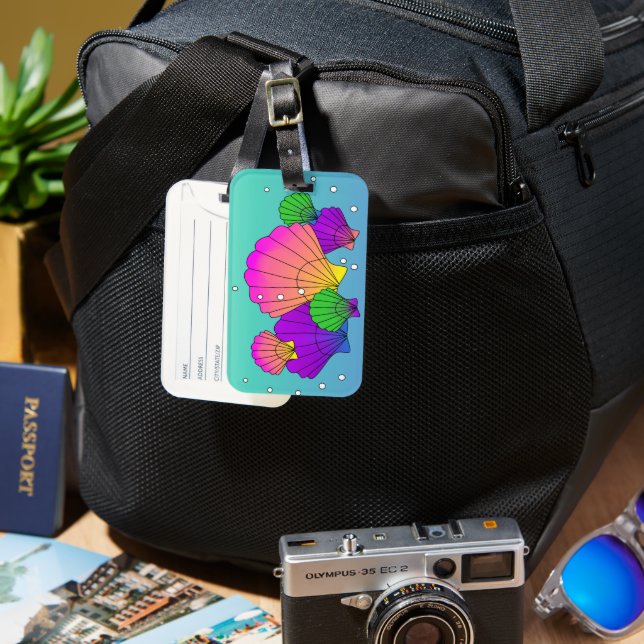 Étiquette À Bagage Coques de mer colorées amusantes (Recto & Verso)