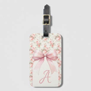 Étiquette À Bagage Coquette Monogram Rose Bow