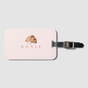 Étiquette À Bagage Coquette personnalisée Croissant rose Ribbon