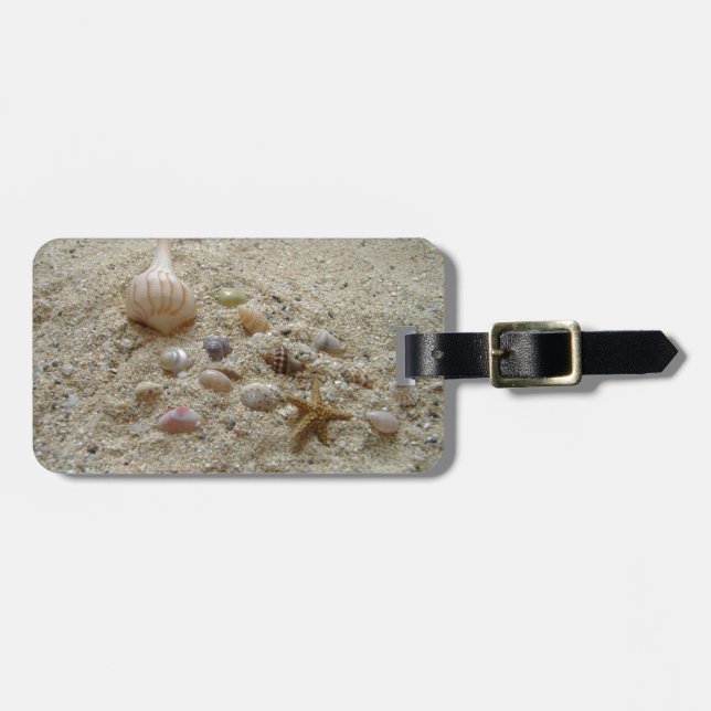 Étiquette À Bagage Coquillages Dans Le Sable (Devant horizontal)