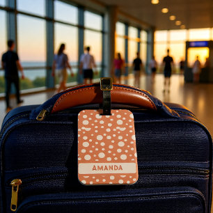 Étiquette À Bagage Corail pois personnalisé Nom