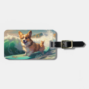 Étiquette À Bagage Corgi Beach Surf Peinture