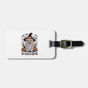 Étiquette À Bagage Corgi d'Halloween mignonne en Casquette de sorcièr