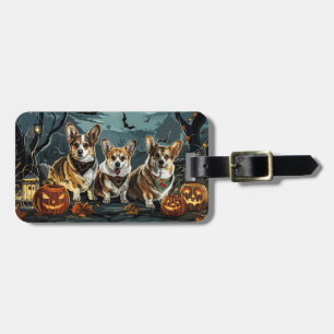 Étiquette À Bagage Corgi Halloween Éffrayant