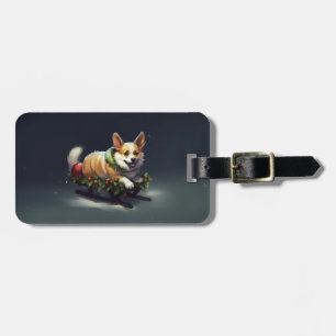 Étiquette À Bagage Corgi neige de Noël hiver