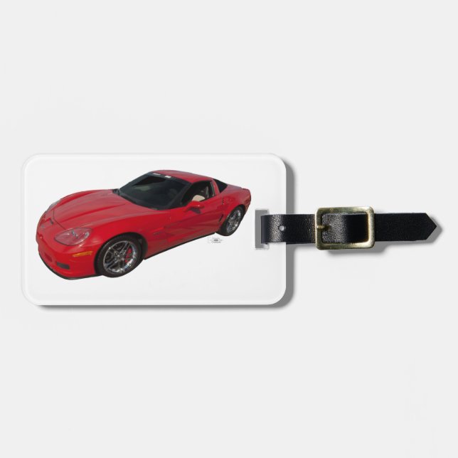 Étiquette À Bagage Corvette rouge (Devant horizontal)