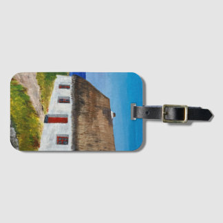 Étiquette À Bagage Cottage blanc surplombant la mer