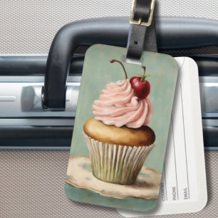 Étiquette À Bagage Cottagecore Vintage Pays Français Cupcake Rose