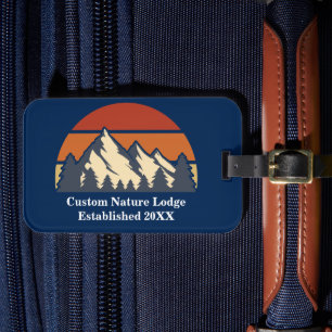 Étiquette À Bagage Coucher de soleil de montagne personnalisée Retrai