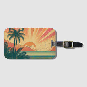 Étiquette À Bagage Coucher de soleil rétro/tropical vintage/hawaïen