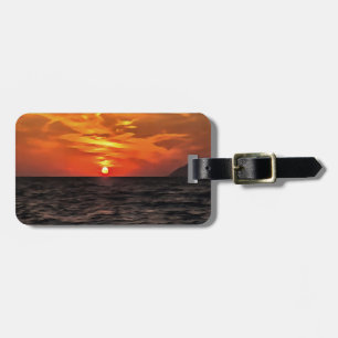 Étiquette À Bagage Coucher De Soleil Sur La Peinture Paysagère De La 
