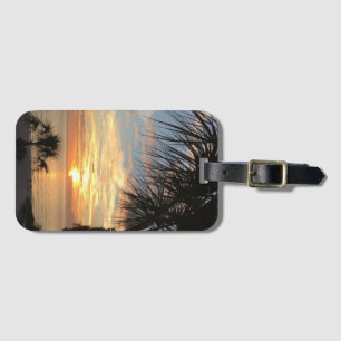 Étiquette À Bagage Coucher De Soleil Sur La Plage
