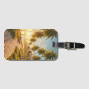 Étiquette À Bagage coucher de soleil sur la plage des Caraïbes/tropic