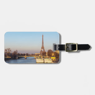 Étiquette À Bagage Coucher de soleil sur la Tour Eiffel et le Pont Ro