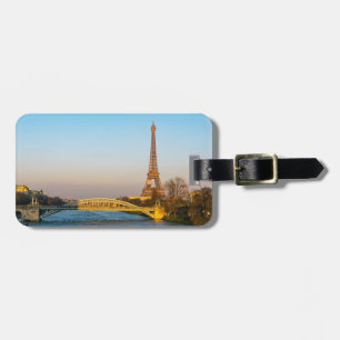 Étiquette À Bagage Coucher de soleil sur la Tour Eiffel et le Pont Ro