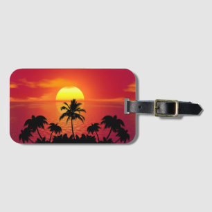 Étiquette À Bagage Coucher de soleil tropical