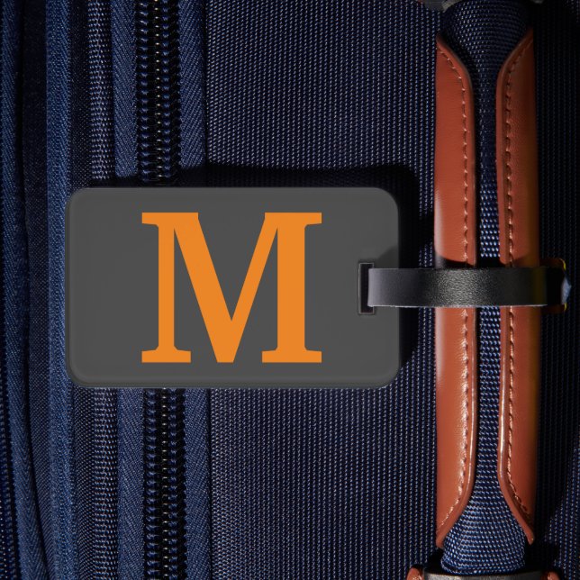 Étiquette À Bagage Couleur orange Lettre initiale/monogramme (Verso Insitu 2)