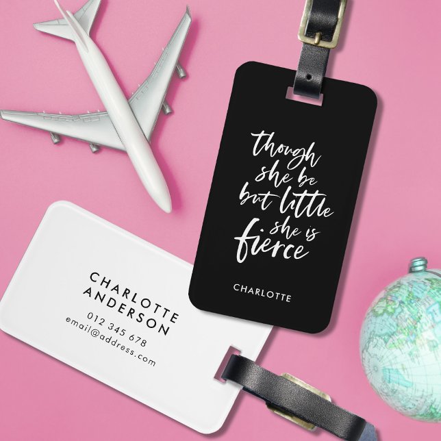 Étiquette À Bagage Couleur Personnalisée Script Petit Mais Fierce Sha (Créateur téléchargé)
