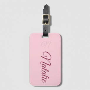 Étiquette À Bagage Couleur rose pastel monogrammée
