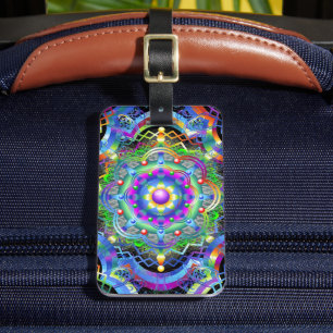 Étiquette À Bagage Couleurs psychédéliques Universe Mandala