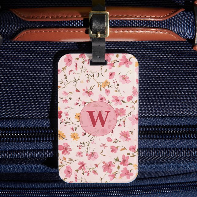 Étiquette À Bagage Country Pink Floral (Créateur téléchargé)