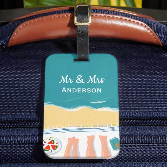 Étiquette À Bagage Couple bronzage Personnalisé M. et Mme Holiday (Insitu Rectoal 2)