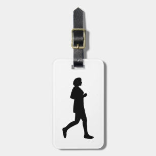 Étiquette À Bagage Coureur de silhouette féminine noire Coureur de pe