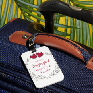 Étiquette À Bagage couronne florale noire cœur rouge nous sommes fian
