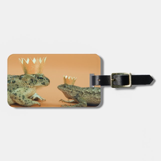 Étiquette À Bagage Couronnes de port de grenouille et de lézard (Devant horizontal)