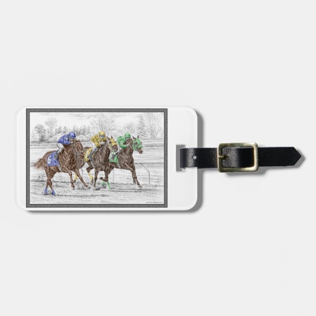 Étiquette À Bagage Course à trois chevaux - Cou et Cou (Devant horizontal)