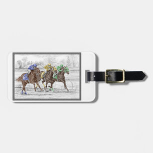 Étiquette À Bagage Course de cheval trois - cou et cou