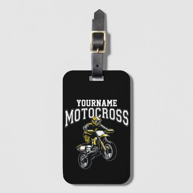 Étiquette À Bagage Course Motocross Dirt Bike Rider personnalisée (Devant Vertical)