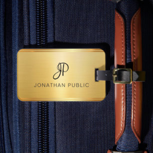 Étiquette À Bagage Coutume Gold Look manuscrit monogramme tendance