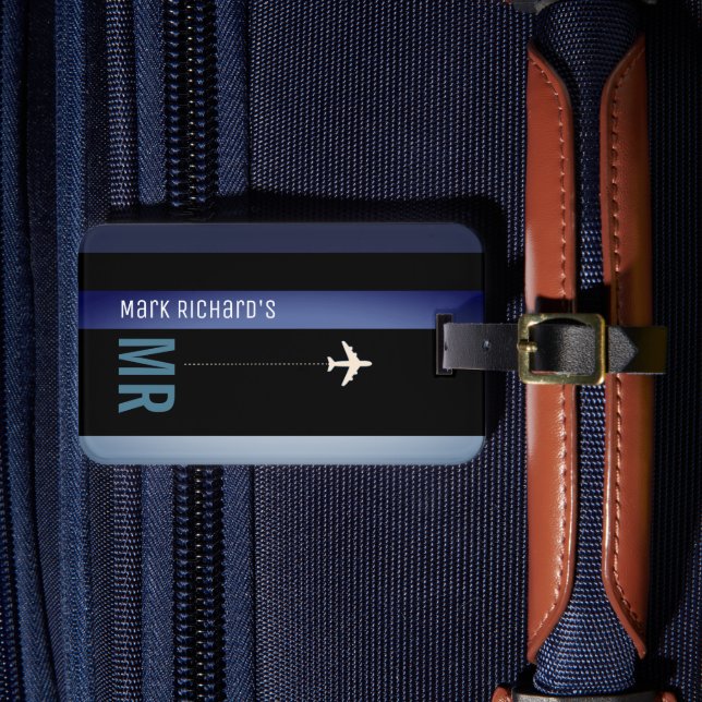 Étiquette À Bagage Couverture De Passeport Noir Moderne Avec Son Nom (Insitu Rectoal 4)