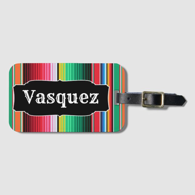 Étiquette À Bagage Couverture mexicaine de Serape d'Espagnol fait sur (Devant Horizontal)